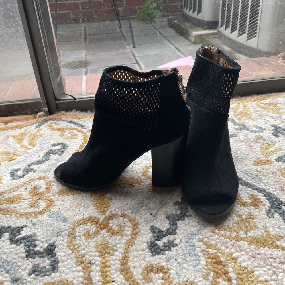 Black open toe booties